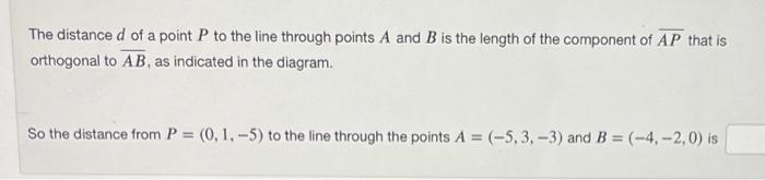 Solved The distance d of a point P to the line through | Chegg.com