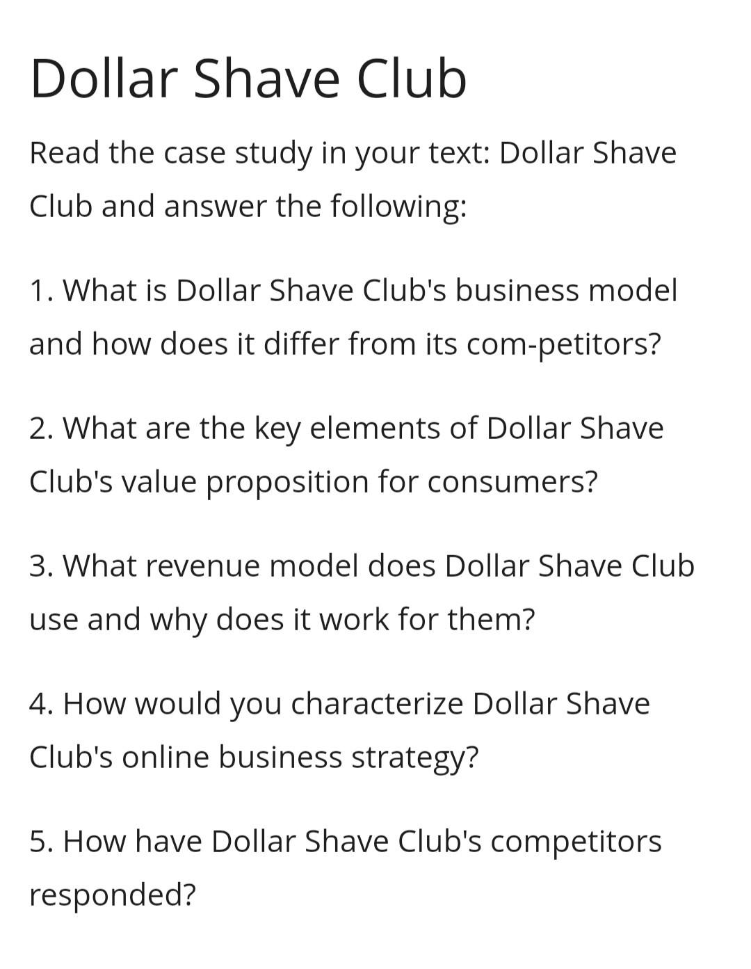 dollar shave club case study answers