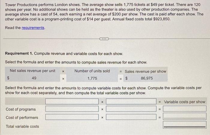 Shows, Select London