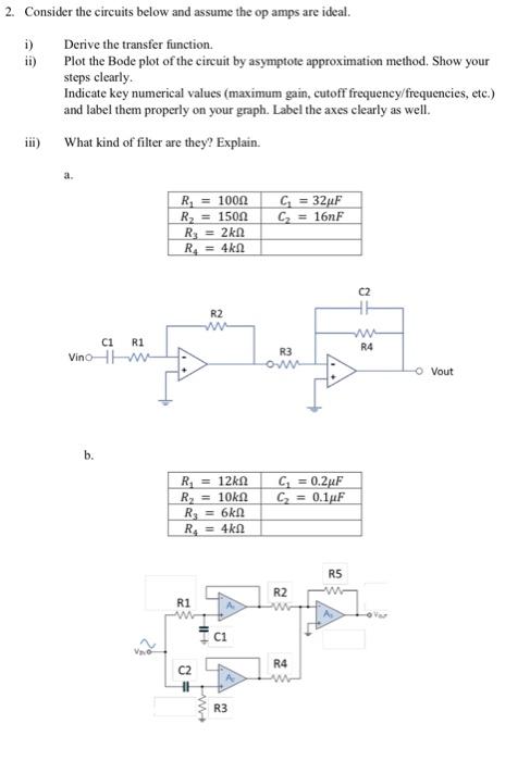 Solved 2. Consider the circuits below and assume the op amps | Chegg.com