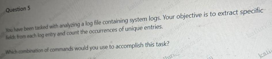 Solved Question 5You have been tasked with analyzing a log | Chegg.com