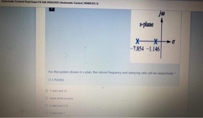 Solved automatic control questions , please solve fast I | Chegg.com