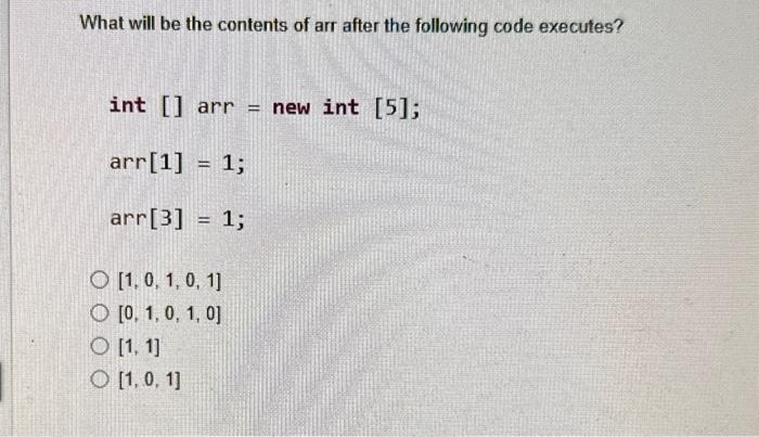 Solved What will be the contents of arr after the following | Chegg.com