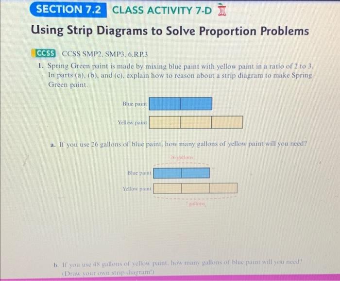 Solved SECTION 7.2 CLASS ACTIVITY 7-D Using Strip Diagrams | Chegg.com