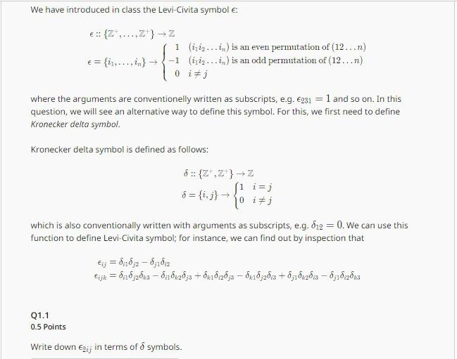 Solved We have introduced in class the Levi-Civita symbol ϵ | Chegg.com