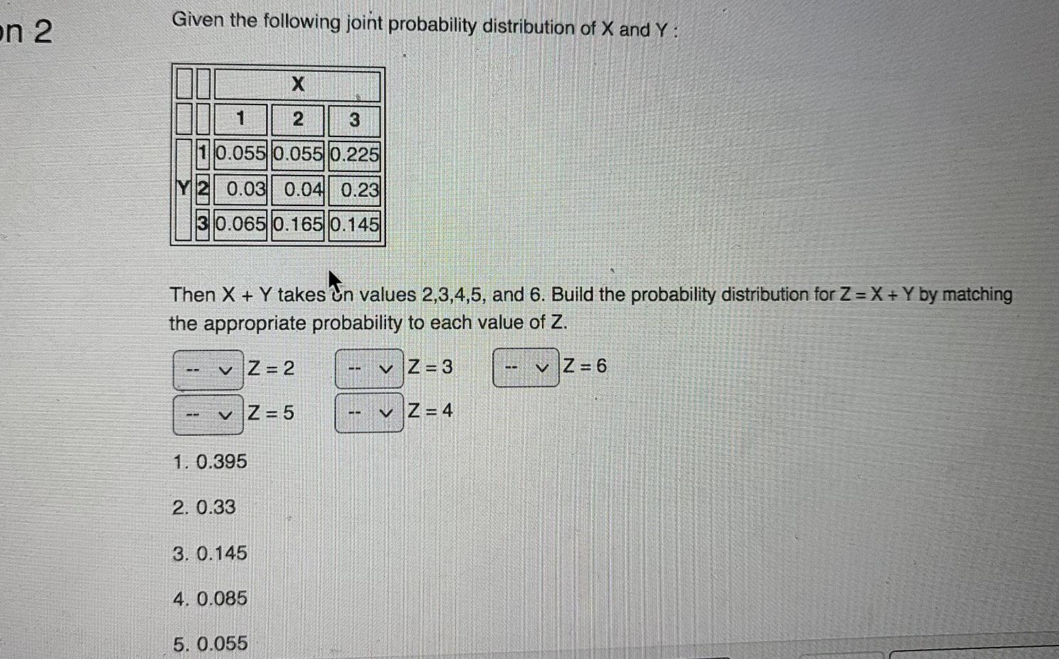 Solved n 2 Given the following joint probability | Chegg.com