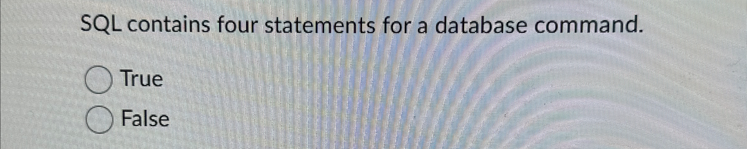 Solved SQL contains four statements for a database command. | Chegg.com
