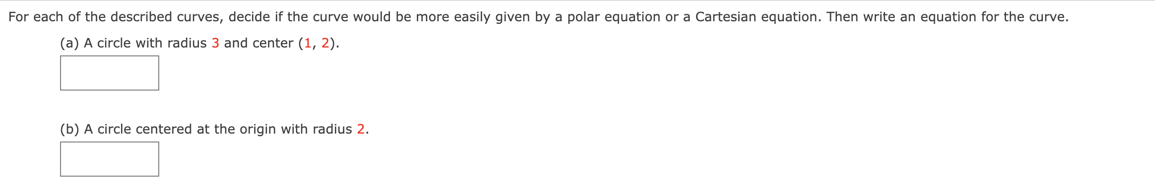 Solved For each of the described curves, decide if the curve | Chegg.com