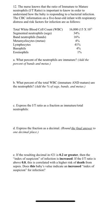 Immature to total neutrophil 2025 ratio i t ratio