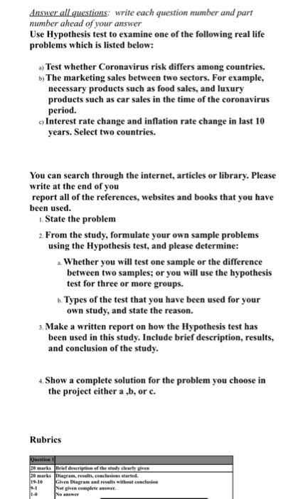 Solved Answer all questions: write each question number and | Chegg.com