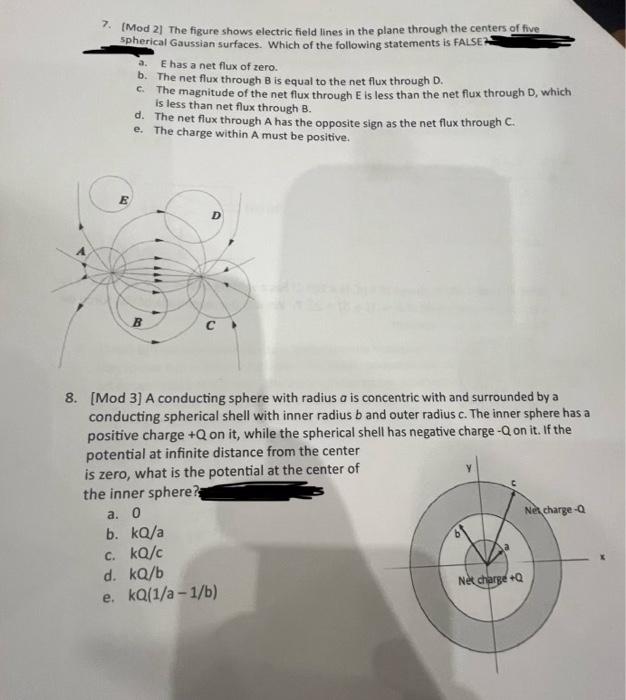Solved 7. (Mod2) The figure shows electric field lines in | Chegg.com