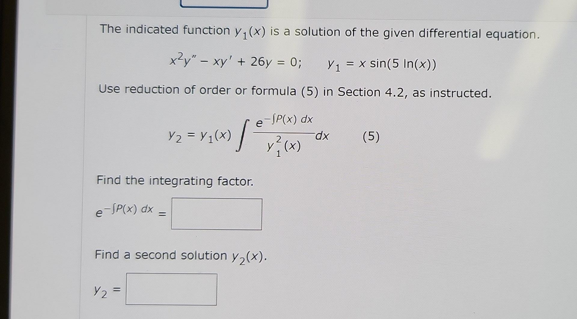 solved-the-indicated-function-y1-x-is-a-solution-of-the-chegg