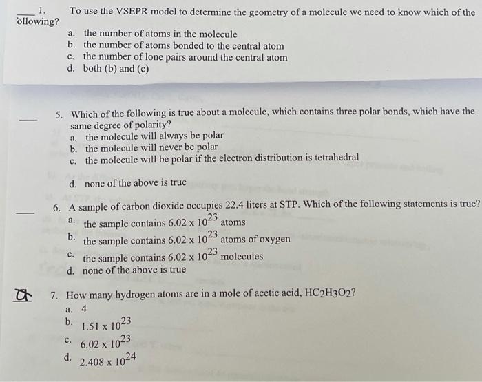 Solved To use the VSEPR model to determine the geometry of a | Chegg.com