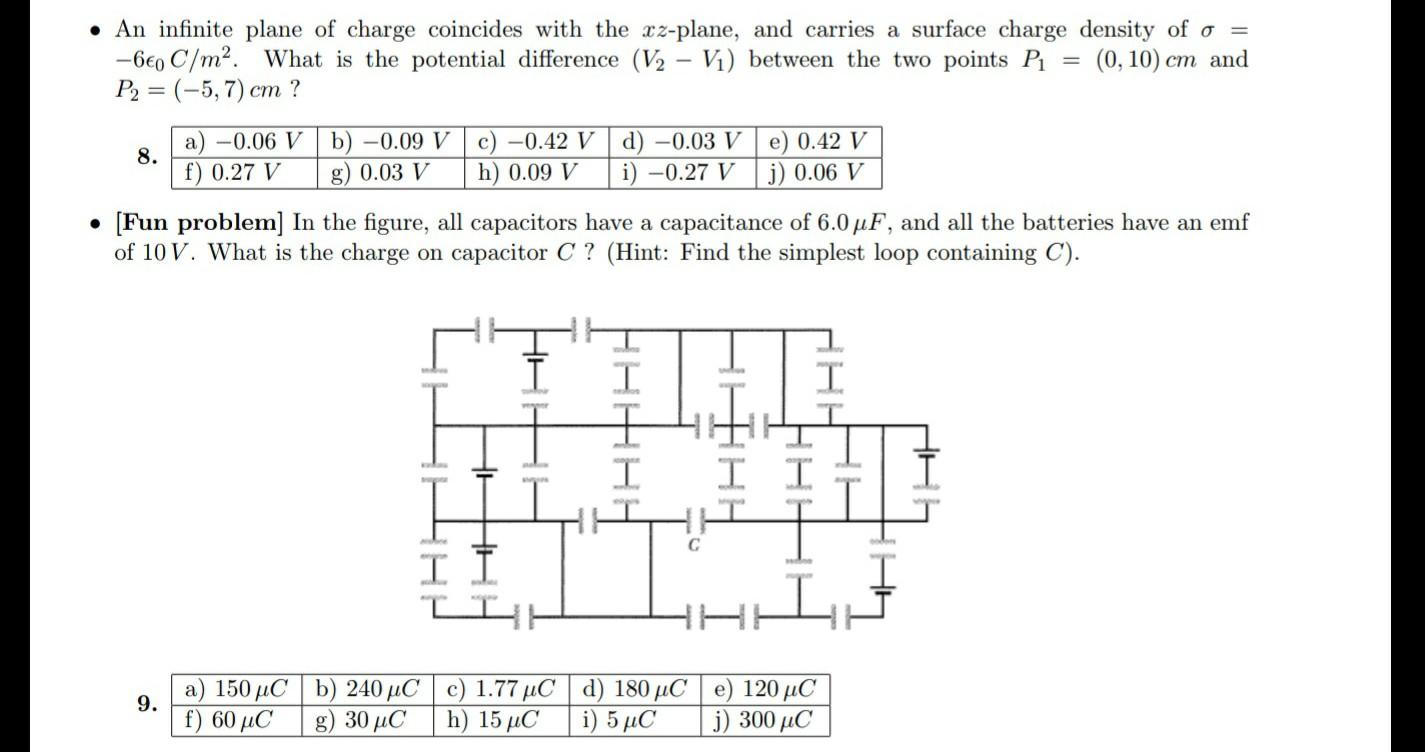 Solved An Infinite Plane Of Charge Coincides With The X Chegg Com
