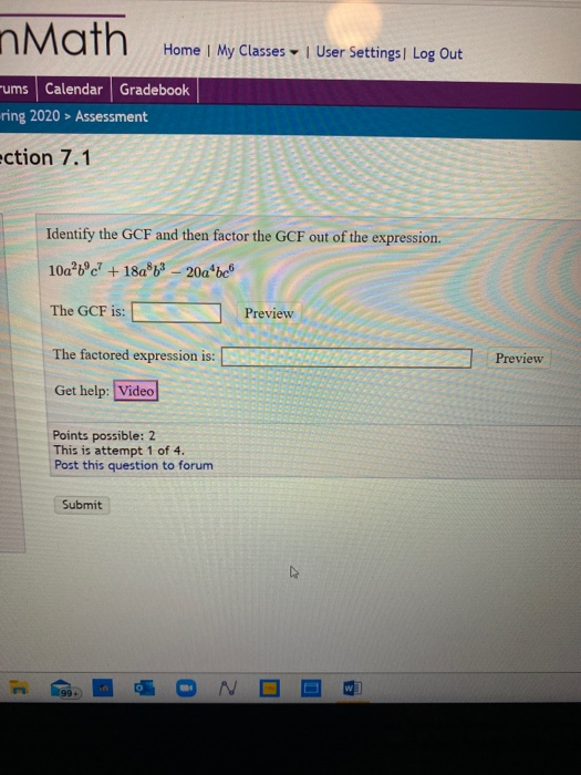 Solved Home | My Classes - User Settings I Log Out ums | Chegg.com