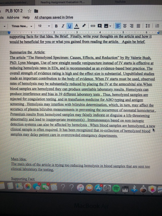 Solved summerize the article "the hemolyzed specimen