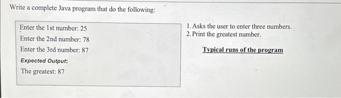 Solved Write a complete Java program that do the following: | Chegg.com