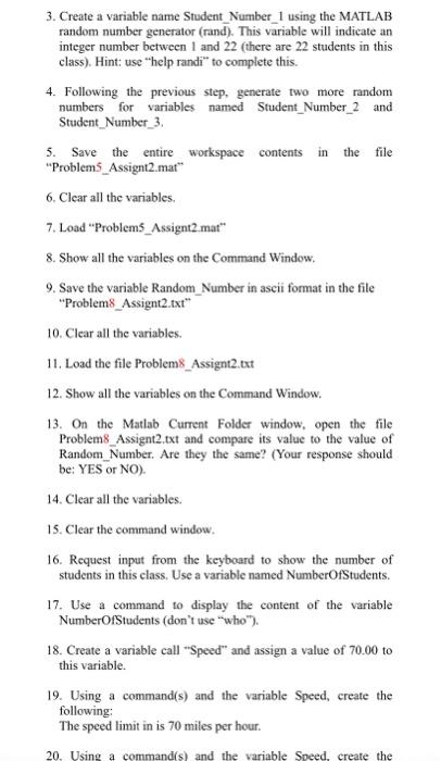 3. Create a variable name Student_Number_1 using the | Chegg.com
