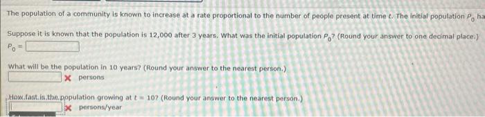 Solved The population of a community is known to increase at | Chegg.com