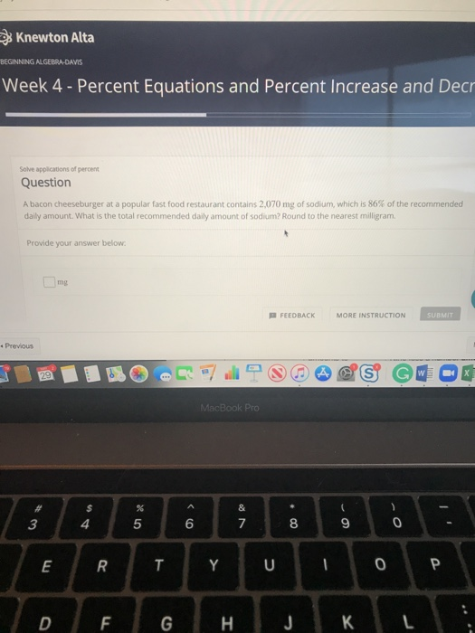 Solved Knewton Alta BEGINNING ALGEBRA-DAVIS Week 4 - Percent | Chegg.com