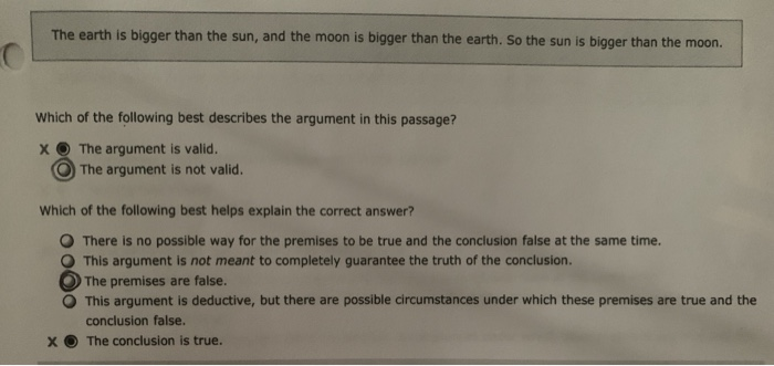 Solved The earth is bigger than the sun, and the moon is | Chegg.com