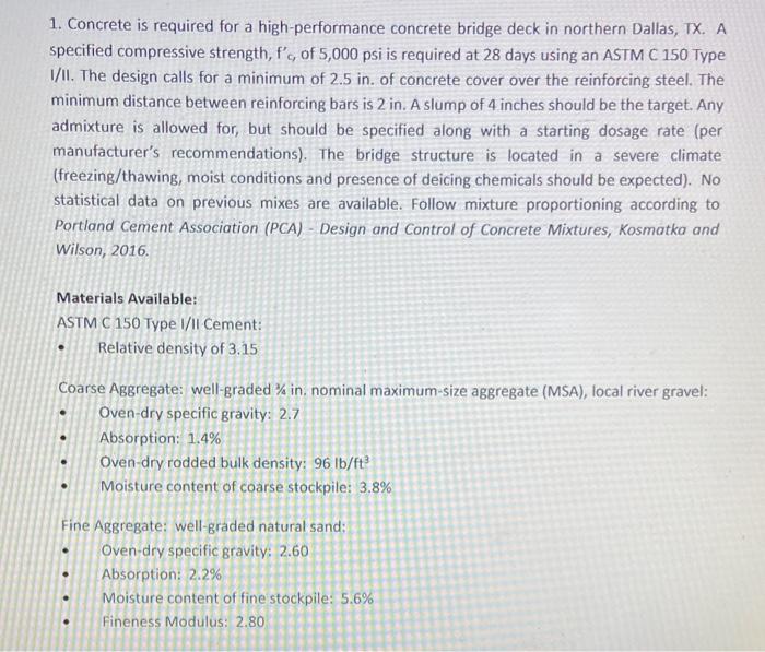 solved-1-concrete-is-required-for-a-high-performance-chegg