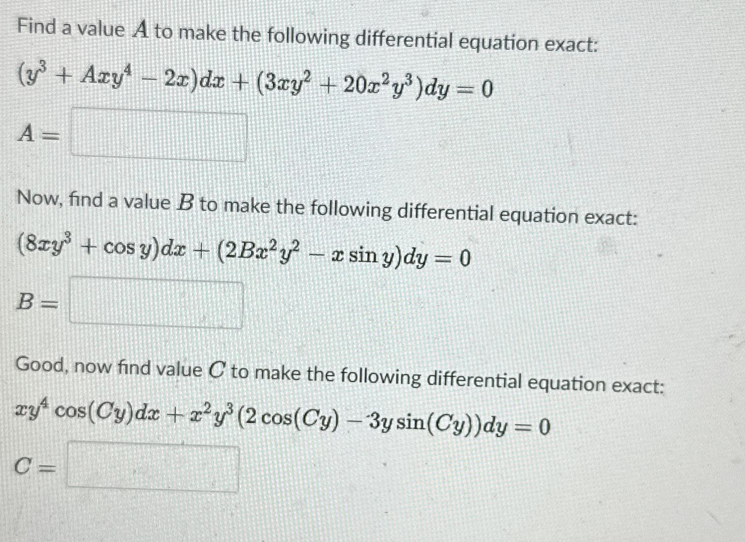 Solved Find A Value A To Make The Following Differential