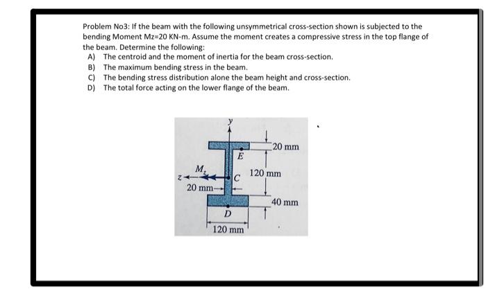 Solved Problem No3: If the beam with the following | Chegg.com