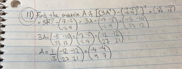 Solved 1) Find the matrix A if | Chegg.com