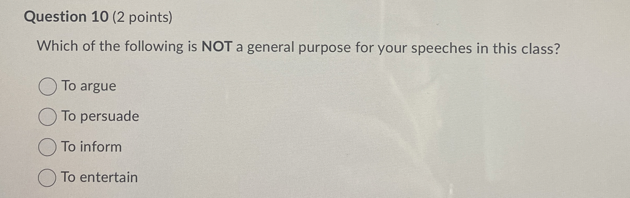 Solved Question 10 (2 ﻿points)Which of the following is NOT | Chegg.com