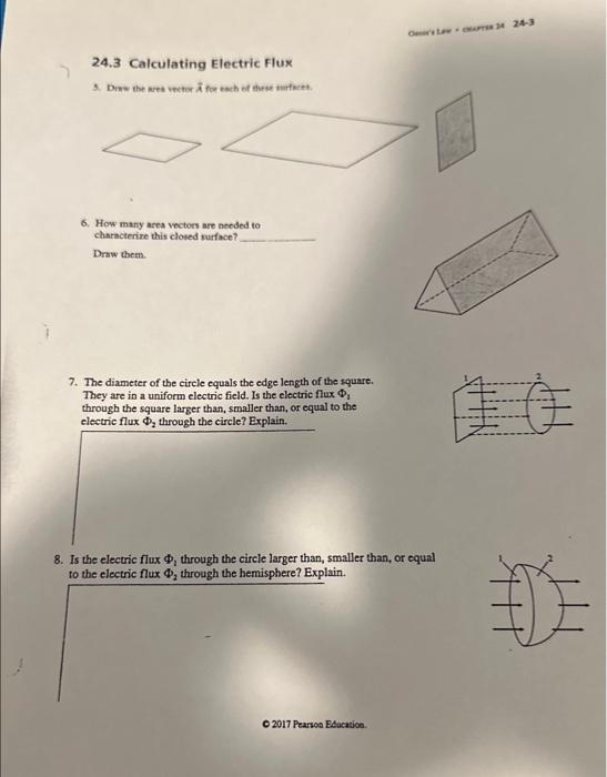 Solved 24.3 Calculating Electric Flux 3. Dine the ares | Chegg.com