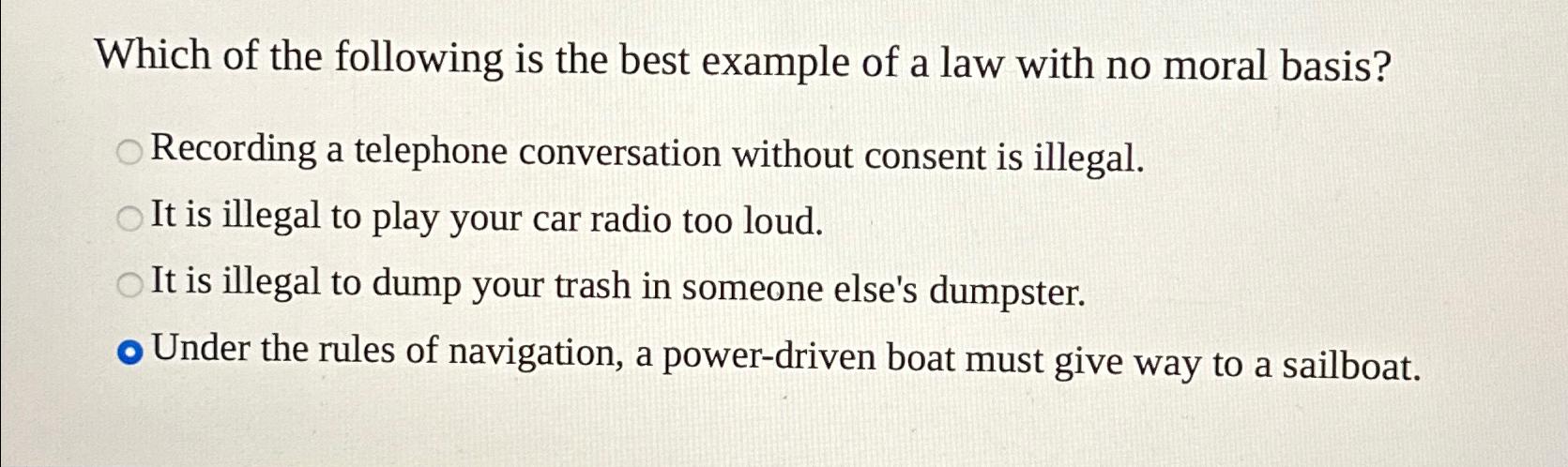 Solved Which of the following is the best example of a law | Chegg.com