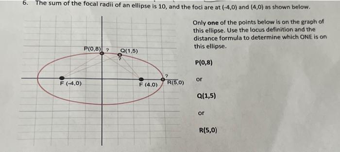 Solved 6. The sum of the focal radii of an ellipse is 10, | Chegg.com