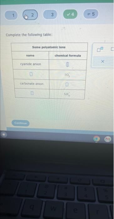 Solved Complete The Following Table: | Chegg.com