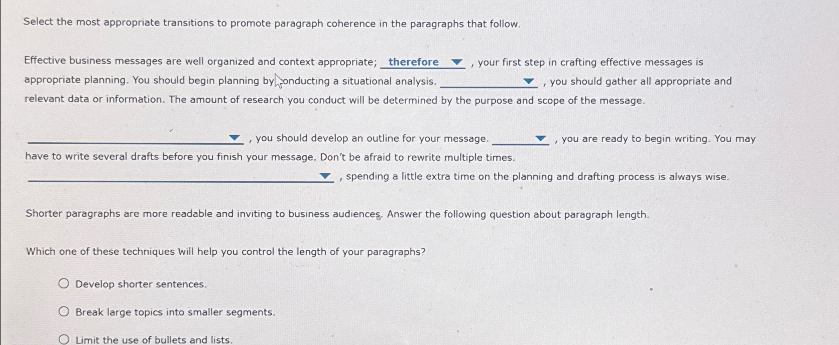 Solved Select the most appropriate transitions to promote | Chegg.com