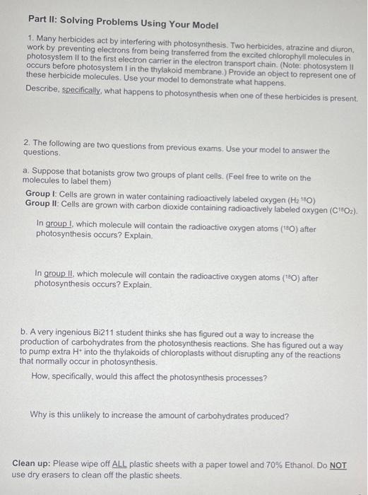 Solved Part II: Solving Problems Using Your Model 1. Many | Chegg.com