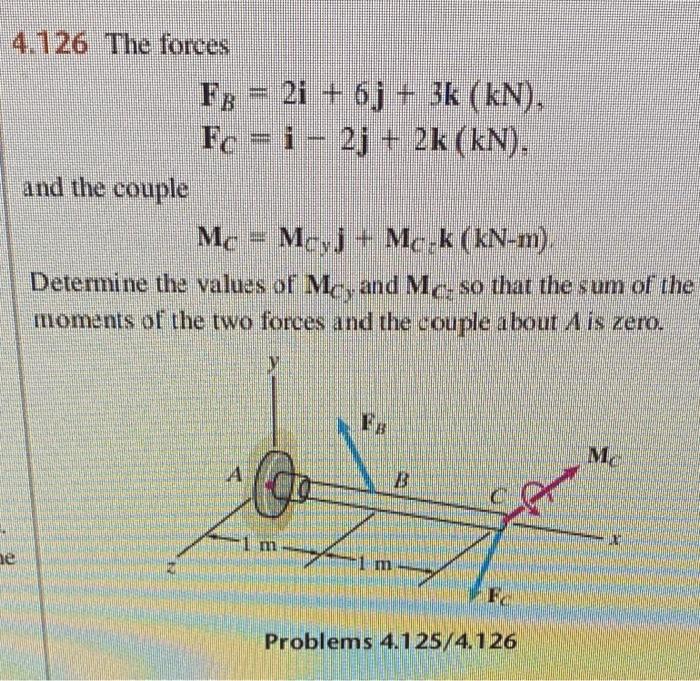 Solved 4.126 The Forces FB=2i+6j+3k(kN)FC=i−2j+2k(kN) And | Chegg.com