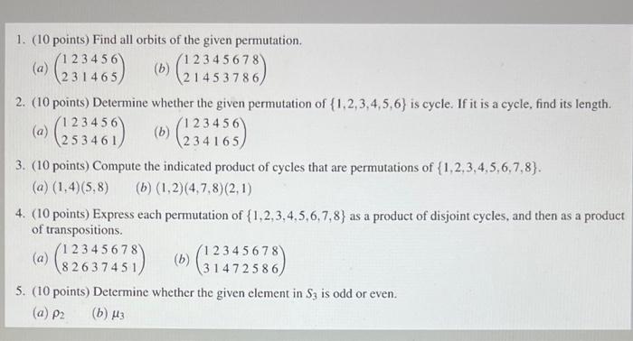 Solved 5. (10 points) Determine whether the given element in | Chegg.com