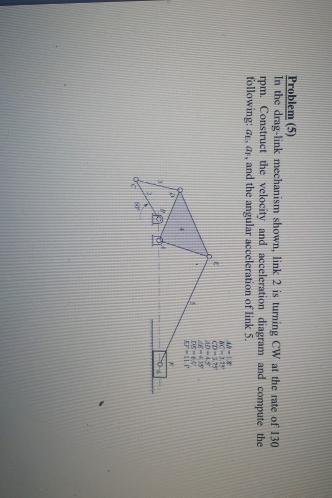 Solved Problem (5) In The Drag-link Mechanism Shown, Link 2 | Chegg.com