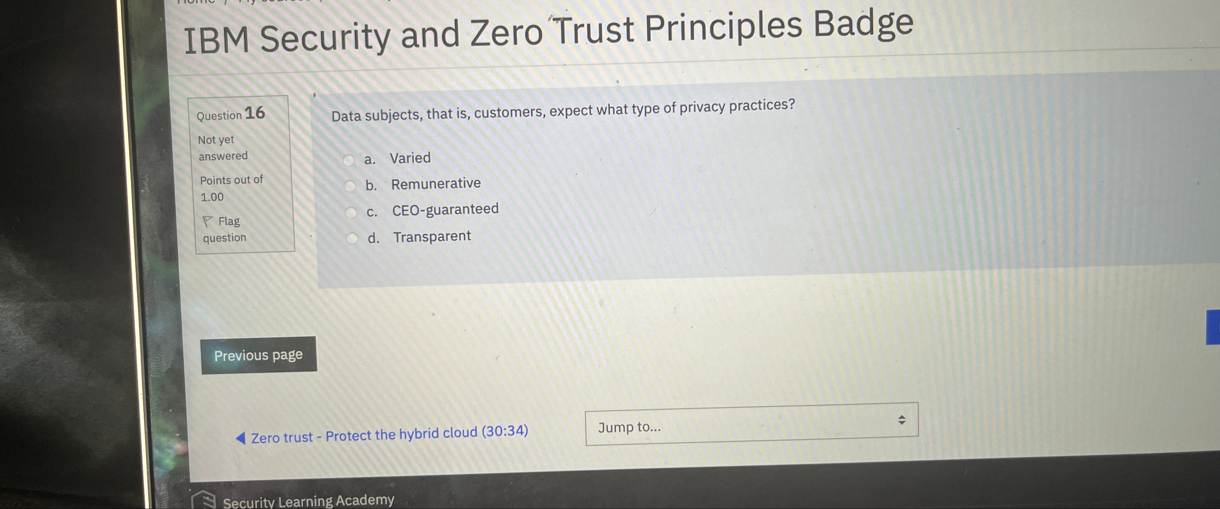 Solved IBM Security And Zero Trust Principles BadgeQuestion | Chegg.com