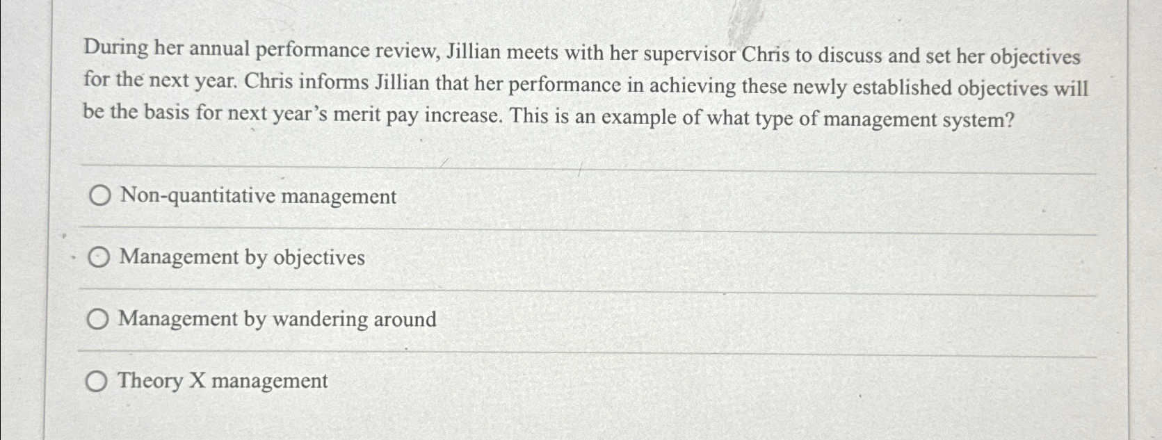 Solved During her annual performance review, Jillian meets | Chegg.com