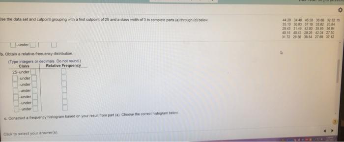 Solved Use the data set and cutpoint grouping with a first | Chegg.com