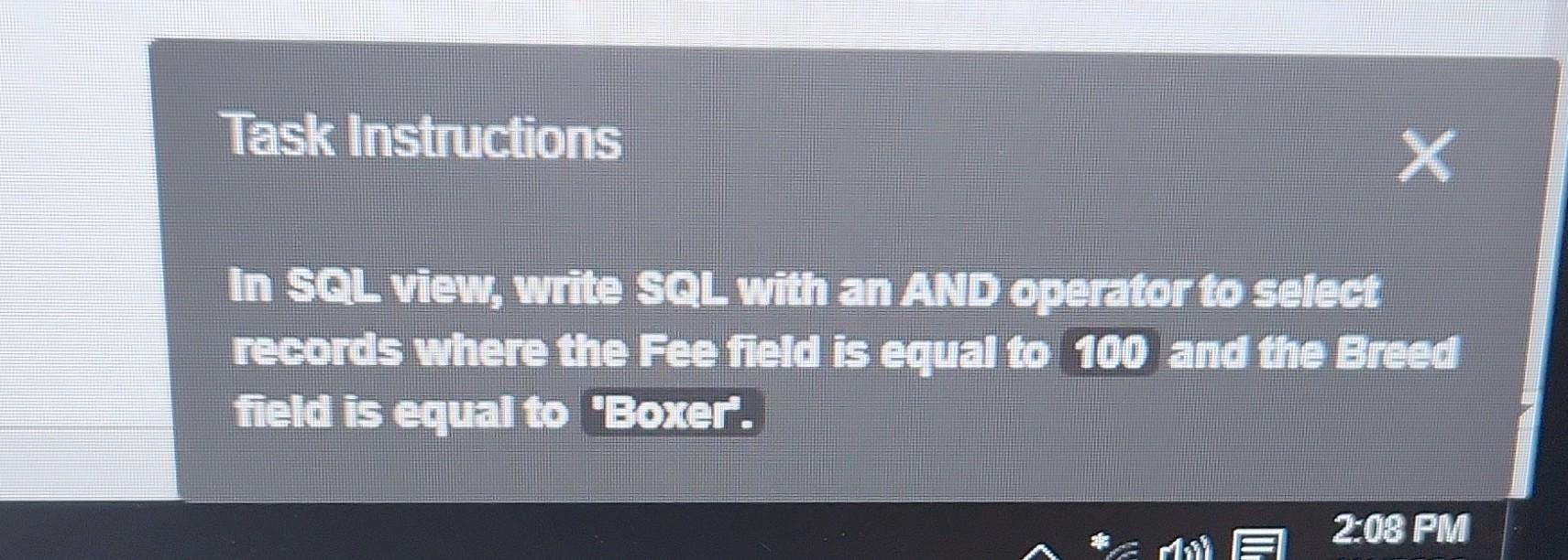 Solved Task Instructions In SeL view, wiite SeL with an AND | Chegg.com