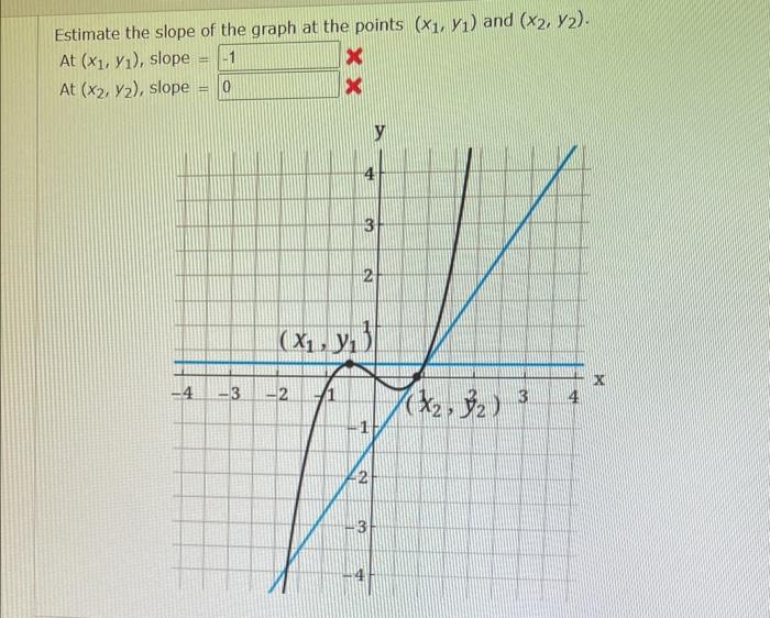 Solved Estimate the slope of the graph at the points (x1,y1) | Chegg.com