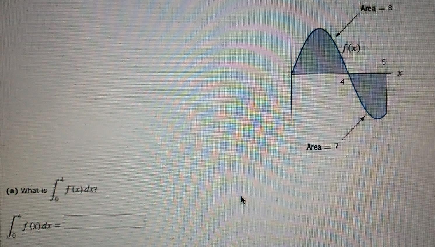 Solved: Area = 8 4 Area = 7 (a) What Is F (x) Dx? F (x) Dx ...