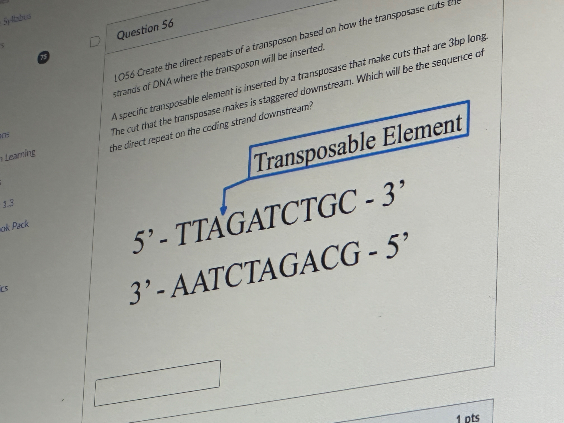 Solved Question 56LO56 ﻿Create the direct repeats of a | Chegg.com