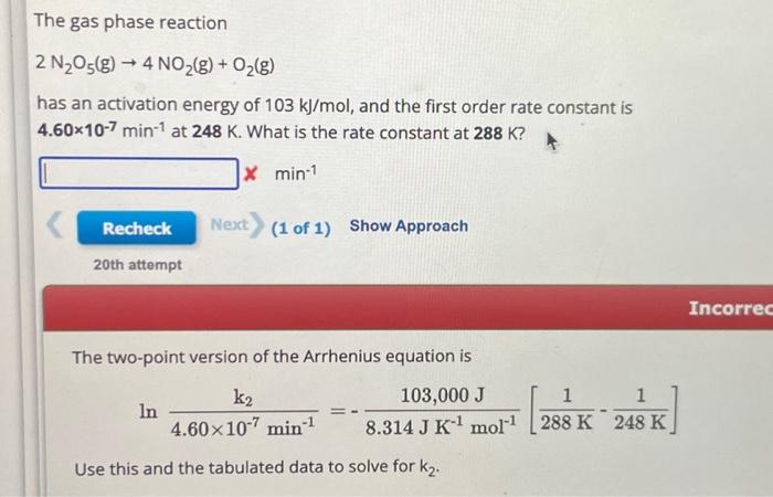 Solved The gas phase reaction 2 N2O5( g)→4NO2( g)+O2( g) has | Chegg.com
