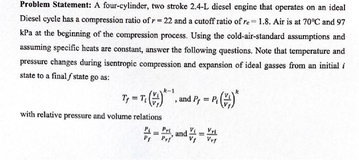 Solved Problem Statement: For the Diesel engine in Problem | Chegg.com