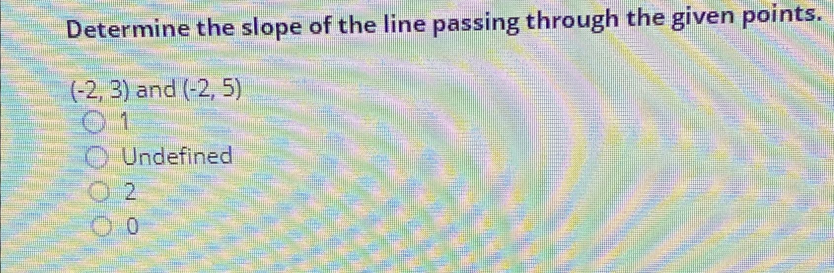 Solved Determine the slope of the line passing through the | Chegg.com