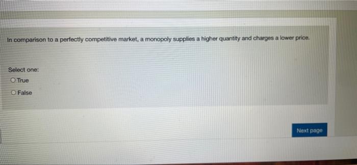 Solved In comparison to a perfectly competitive market, a | Chegg.com